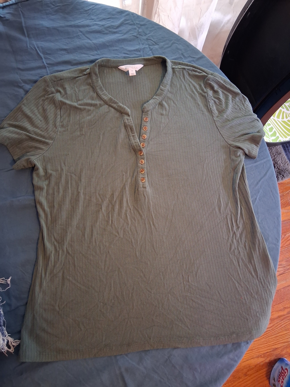 Market & Spruce Olive Green Short-Sleeve Ribbed Henley